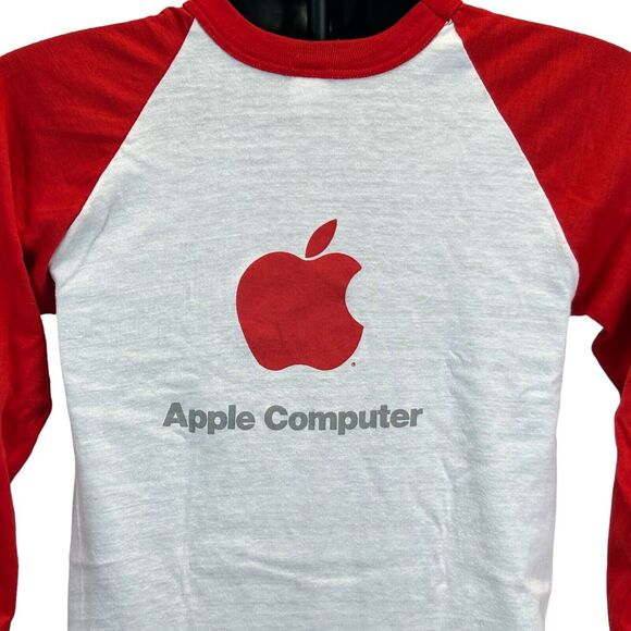 Vintage Apple Computers Raglan T Shirt Mens XS Picasso Macintosh 128K 80s Red - Picture 6 of 9